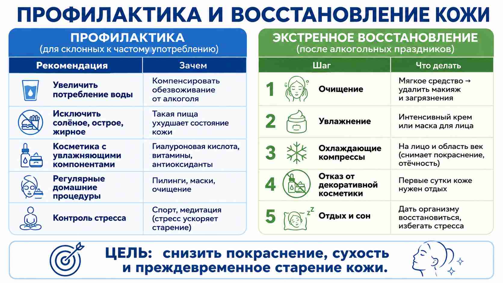 Инфографика о профилактике и восстановлении кожи